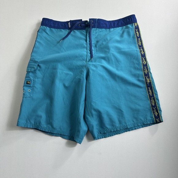Salt Life Men's SLX-QD Board Cargo Shorts Size XL Casual Outdoor Blue Swim Trunk - Picture 1 of 6